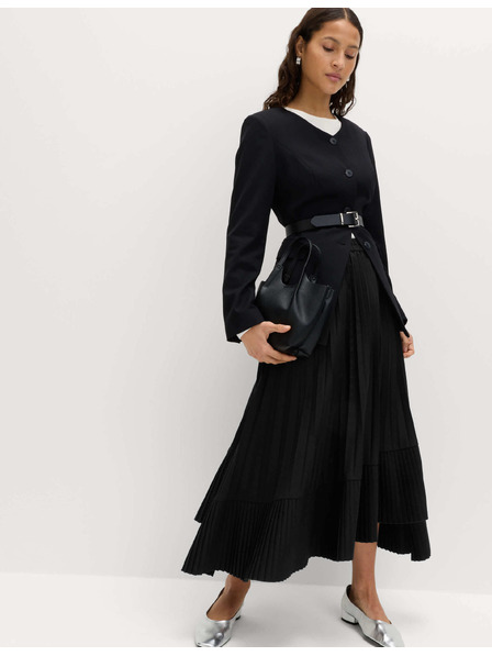 Marks & Spencer Marks & Spencer fekete pliszírozott aszimmetrikus midi szoknya