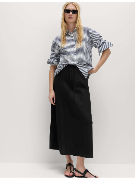 Marks & Spencer Marks & Spencer fekete A-vonalú maxi szoknya magas linen tartalommal