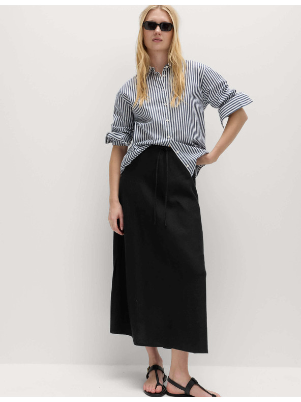 Marks & Spencer Marks & Spencer fekete A-vonalú maxi szoknya magas linen tartalommal