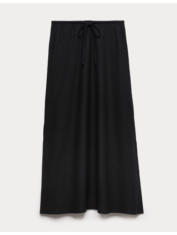 Marks & Spencer Marks & Spencer fekete A-vonalú maxi szoknya magas linen tartalommal