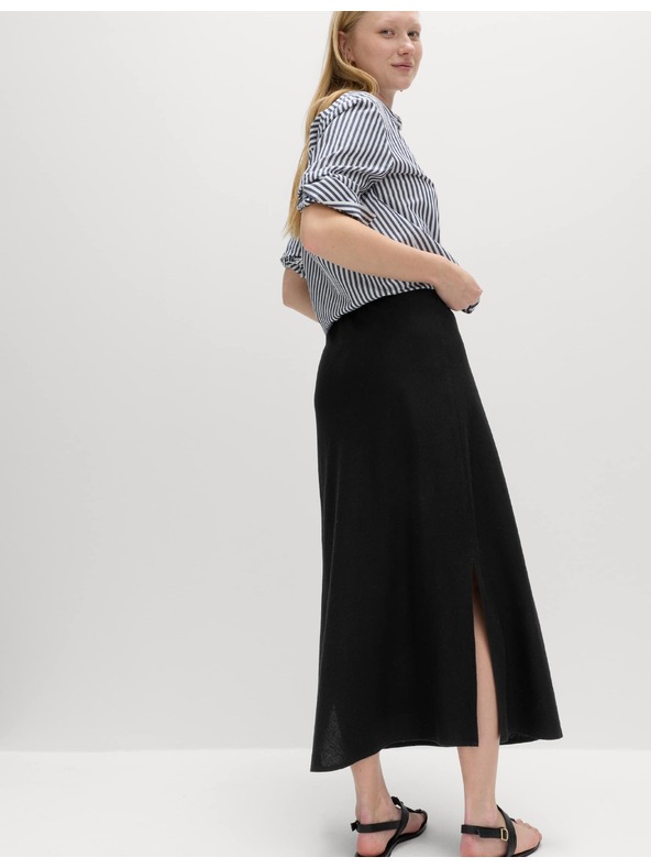 Marks & Spencer Marks & Spencer fekete A-vonalú maxi szoknya magas linen tartalommal