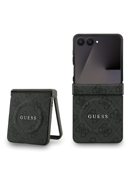 Guess Guess PU Leather 4G Colored Ring Magnetic Hátsó Tok Samsung Galaxy Z Flip 7 Black