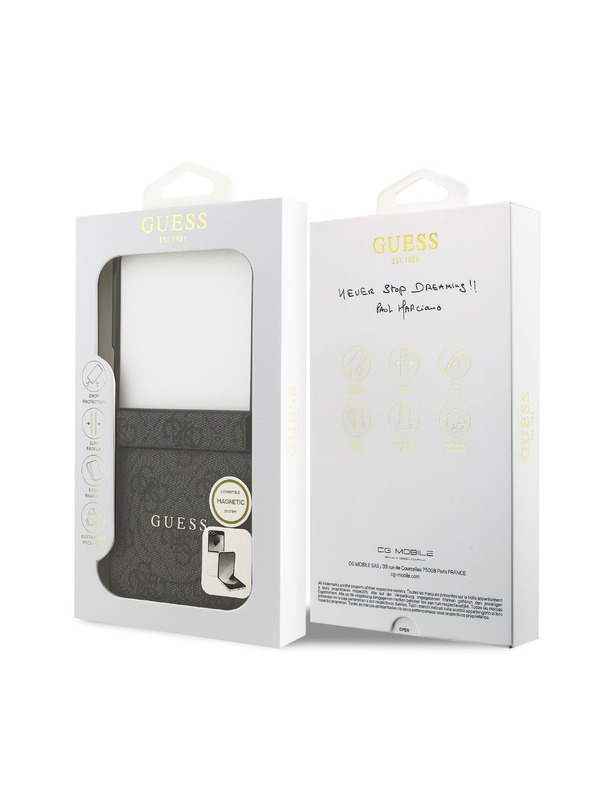 Guess Guess PU Leather 4G Colored Ring Magnetic Hátsó Tok Samsung Galaxy Z Flip 7 Black