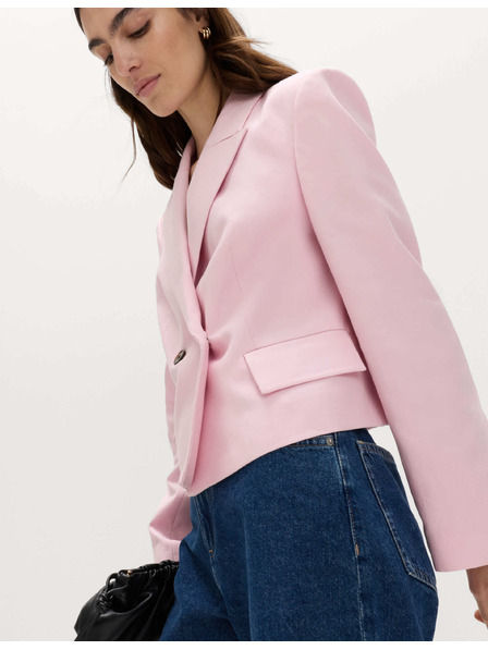 Marks & Spencer Kétsorosan gombos lezser szellemű blazer lentartalommal Marks & Spencer rózsaszín