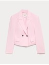 Marks & Spencer Kétsorosan gombos lezser szellemű blazer lentartalommal Marks & Spencer rózsaszín