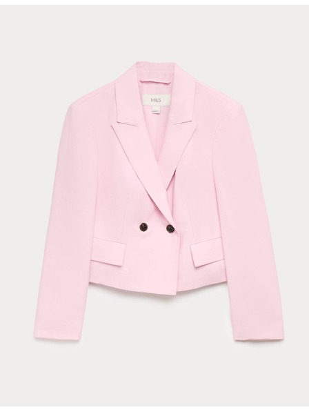 Marks & Spencer Kétsorosan gombos lezser szellemű blazer lentartalommal Marks & Spencer rózsaszín