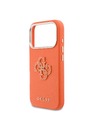 Guess Guess PU Grained 4G Resin Metal Logo Hátlap iPhone 17 Pro számára Orange