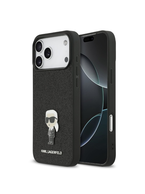 Karl Lagerfeld Karl Lagerfeld Fixed Glitter Metal Ikonik Hátlap iPhone 17 Pro Max számára Black