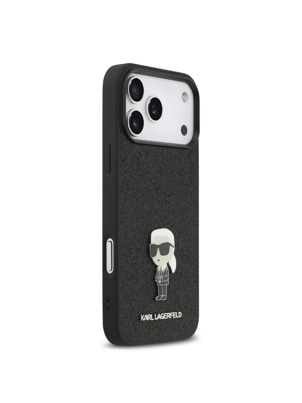Karl Lagerfeld Karl Lagerfeld Fixed Glitter Metal Ikonik Hátlap iPhone 17 Pro Max számára Black