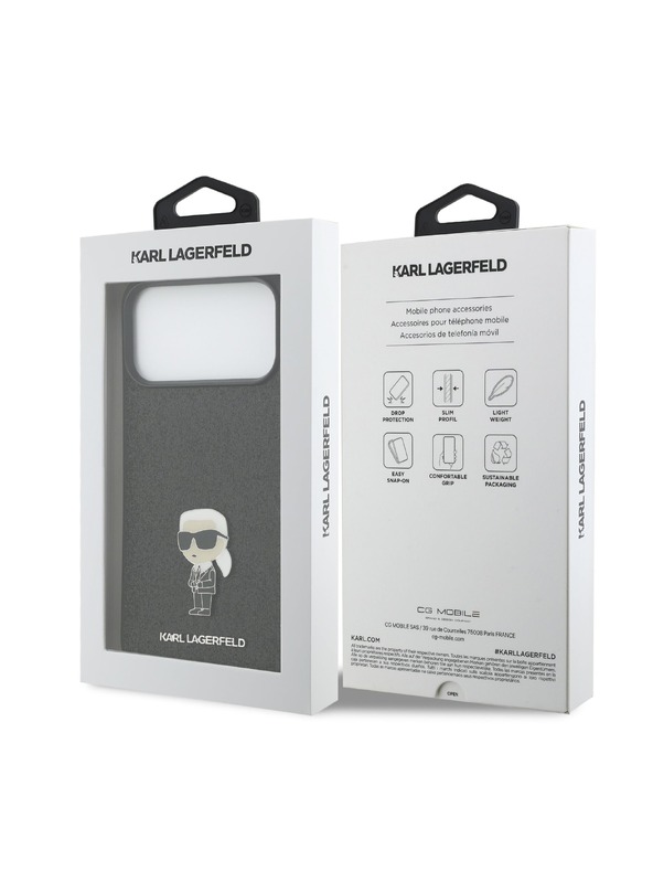 Karl Lagerfeld Karl Lagerfeld Fixed Glitter Metal Ikonik Hátlap iPhone 17 Pro Max számára Black