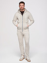 Ombre Clothing Férfi melegítő szett: kapucnis felső cipzárral + egyenes szárú nadrág – bézs V1 Z23 Ombre Clothing