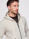 Ombre Clothing Férfi melegítő szett: kapucnis felső cipzárral + egyenes szárú nadrág – bézs V1 Z23 Ombre Clothing