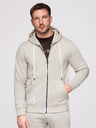 Ombre Clothing Férfi melegítő szett: kapucnis felső cipzárral + egyenes szárú nadrág – bézs V1 Z23 Ombre Clothing