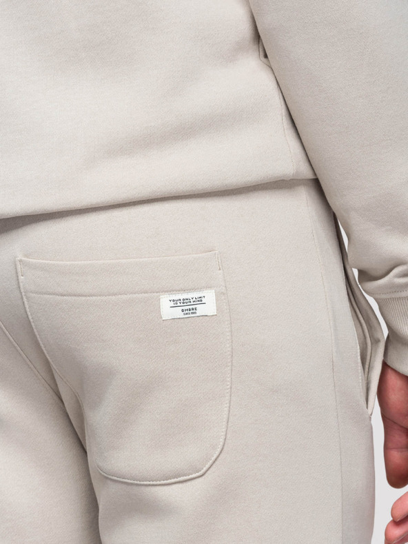 Ombre Clothing Férfi melegítő szett: kapucnis felső cipzárral + egyenes szárú nadrág – bézs V1 Z23 Ombre Clothing