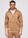 Ombre Clothing Férfi melegítő szett: kapucnis felső cipzárral + egyenes szárú nadrág – barna V2 Z23 Ombre Clothing