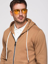 Ombre Clothing Férfi melegítő szett: kapucnis felső cipzárral + egyenes szárú nadrág – barna V2 Z23 Ombre Clothing