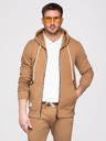 Ombre Clothing Férfi melegítő szett: kapucnis felső cipzárral + egyenes szárú nadrág – barna V2 Z23 Ombre Clothing