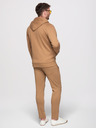 Ombre Clothing Férfi melegítő szett: kapucnis felső cipzárral + egyenes szárú nadrág – barna V2 Z23 Ombre Clothing