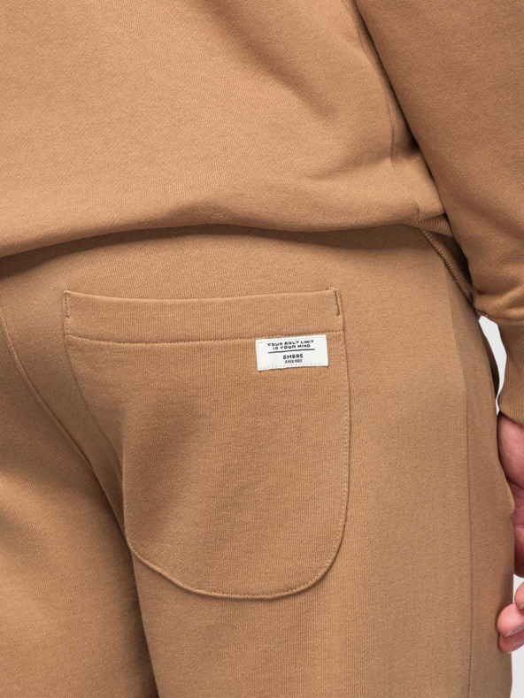 Ombre Clothing Férfi melegítő szett: kapucnis felső cipzárral + egyenes szárú nadrág – barna V2 Z23 Ombre Clothing