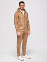 Ombre Clothing Férfi melegítő szett: kapucnis felső cipzárral + egyenes szárú nadrág – barna V2 Z23 Ombre Clothing