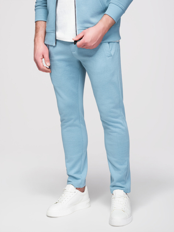 Ombre Clothing Férfi melegítő szett: kapucnis felső cipzárral + egyenes szárú nadrág – világoskék V7 Z23 Ombre Clothing