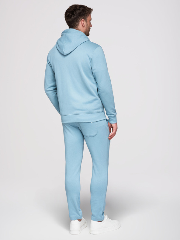 Ombre Clothing Férfi melegítő szett: kapucnis felső cipzárral + egyenes szárú nadrág – világoskék V7 Z23 Ombre Clothing