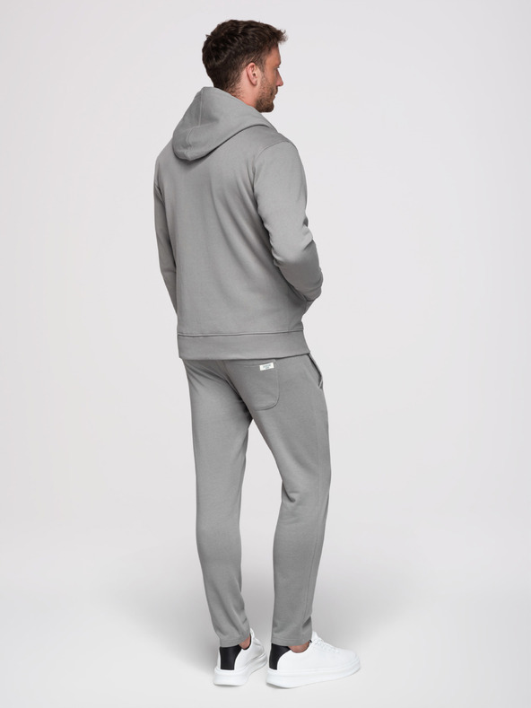 Ombre Clothing Férfi melegítő szett: kapucnis felső cipzárral + egyenes szárú nadrág – szürke V8 Z23 Ombre Clothing