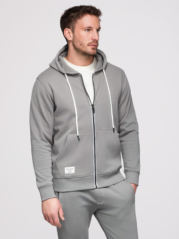 Ombre Clothing Férfi melegítő szett: kapucnis felső cipzárral + egyenes szárú nadrág – szürke V8 Z23 Ombre Clothing