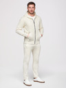 Ombre Clothing Férfi melegítő szett: kapucnis felső cipzárral + egyenes szárú nadrág – krém V11 Z23 Ombre Clothing