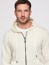Ombre Clothing Férfi melegítő szett: kapucnis felső cipzárral + egyenes szárú nadrág – krém V11 Z23 Ombre Clothing