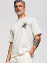 Ombre Clothing Férfi póló pókváz aplikációval kövekből és arany gyöngyökből – elefántcsont V2 OM-TSCT-0277 Ombre Clothing
