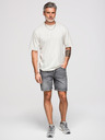 Ombre Clothing Férfi laza póló ezüst-fekete párduc aplikációval flitterekből és gyöngyökből a háton – törtfehér V2 OM-TSCT-0279 Ombre Clothing