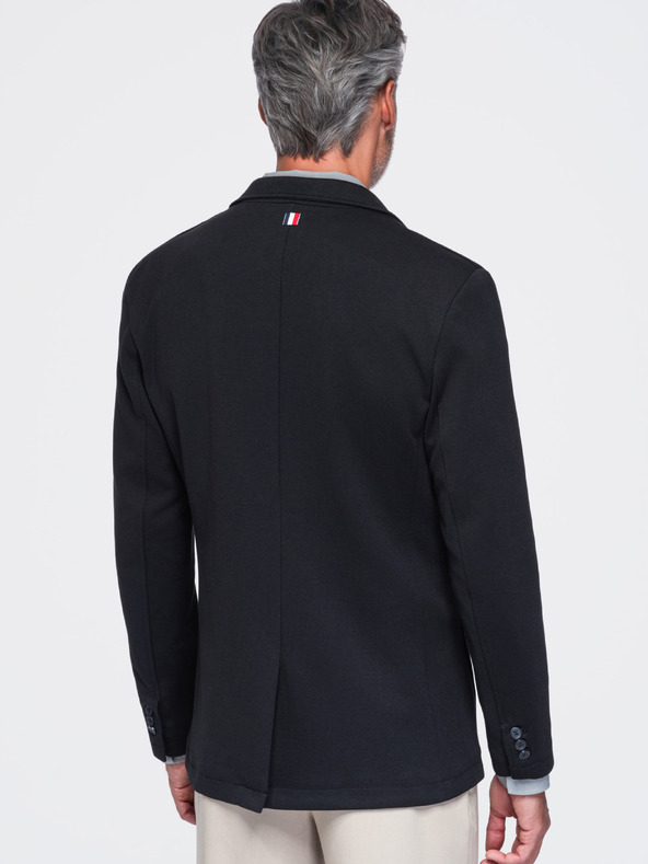 Ombre Clothing Férfi sakkó SLIM finom szerkezetű kötöttből – fekete V2 M165 Ombre Clothing