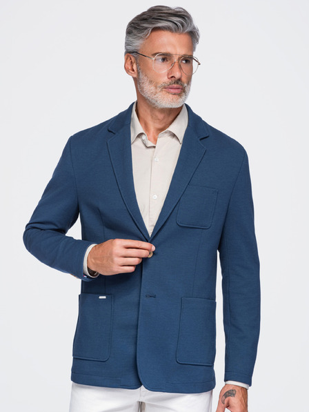 Ombre Clothing Férfi slim sakkó SLIM finom szerkezetű kötöttből – kék V6 M165 Ombre Clothing