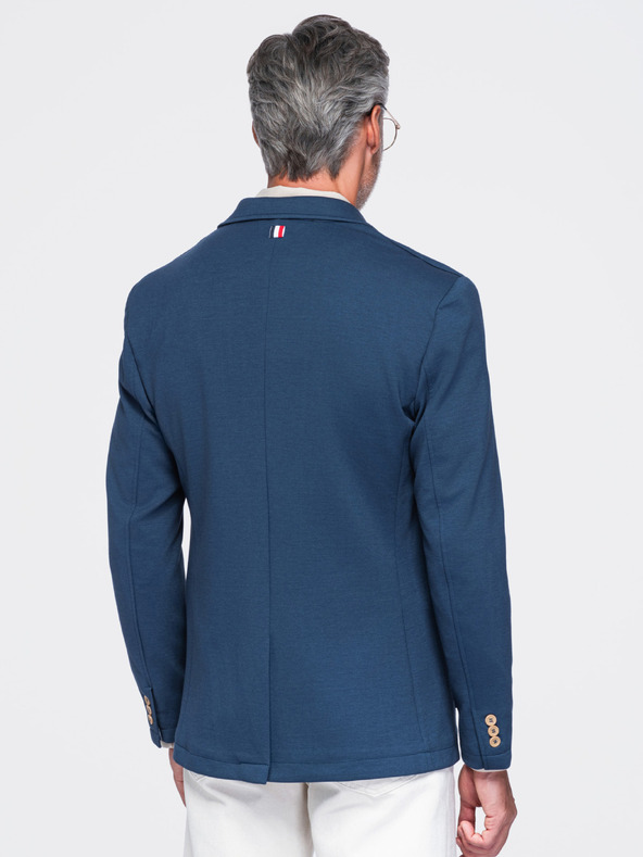 Ombre Clothing Férfi slim sakkó SLIM finom szerkezetű kötöttből – kék V6 M165 Ombre Clothing