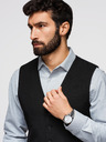 Ombre Clothing Klasszikus férfi elegáns mellény halszálka mintával, SLIM FIT vágás – V3, fekete V65 Ombre Clothing