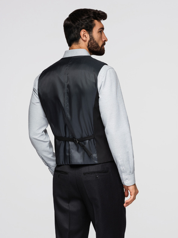 Ombre Clothing Klasszikus férfi elegáns mellény halszálka mintával, SLIM FIT vágás – V3, fekete V65 Ombre Clothing