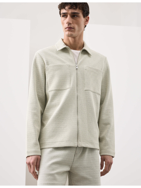 Marks & Spencer Kockás zippzáras kabát textúrával, pamutmix Marks & Spencer beige