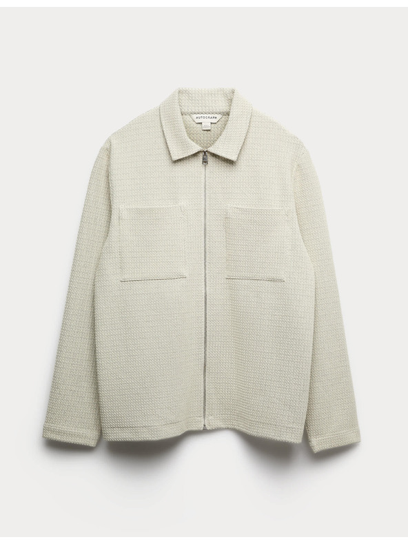 Marks & Spencer Kockás zippzáras kabát textúrával, pamutmix Marks & Spencer beige