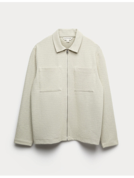 Marks & Spencer Kockás zippzáras kabát textúrával, pamutmix Marks & Spencer beige
