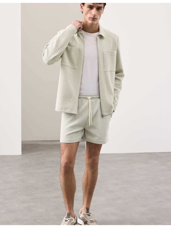 Marks & Spencer Kockás zippzáras kabát textúrával, pamutmix Marks & Spencer beige