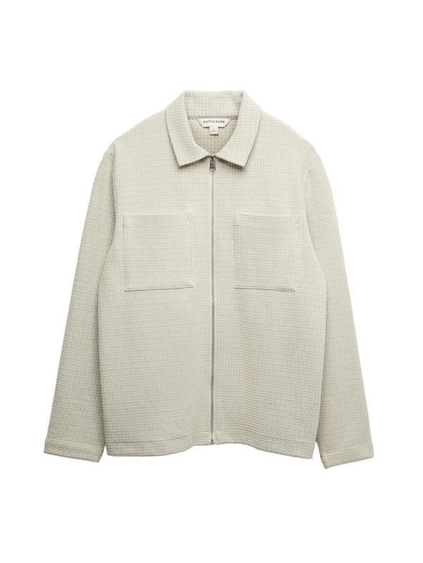 Marks & Spencer Kockás zippzáras kabát textúrával, pamutmix Marks & Spencer beige