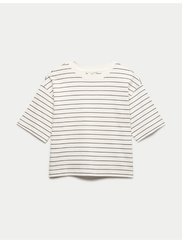 Marks & Spencer Négyzet alakú fazonú top tiszta pamutból, magas grammázs Marks & Spencer beige