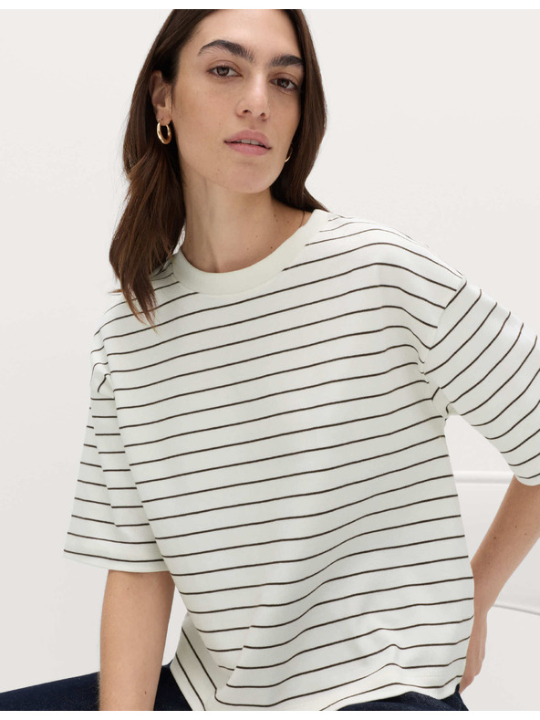 Marks & Spencer Négyzet alakú fazonú top tiszta pamutból, magas grammázs Marks & Spencer beige