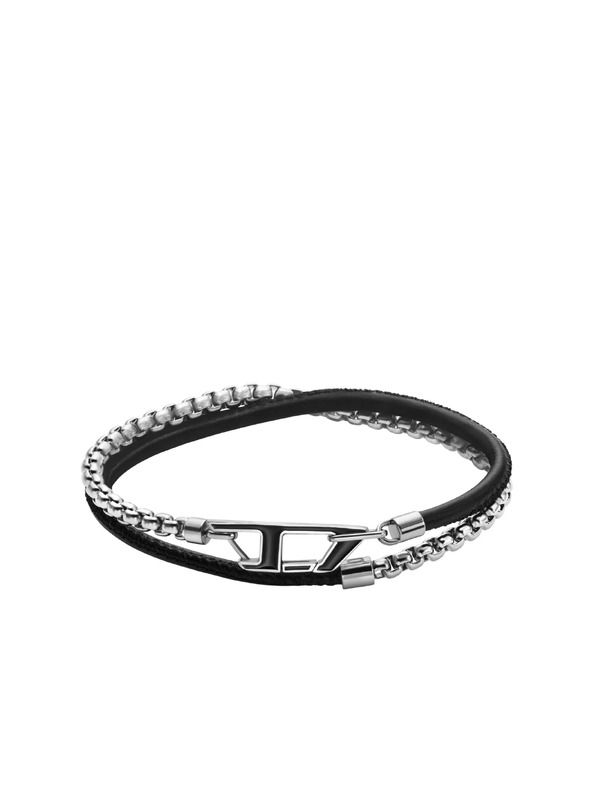 Diesel Unisex karkötő Diesel D Logo acél és bőr DX1472040