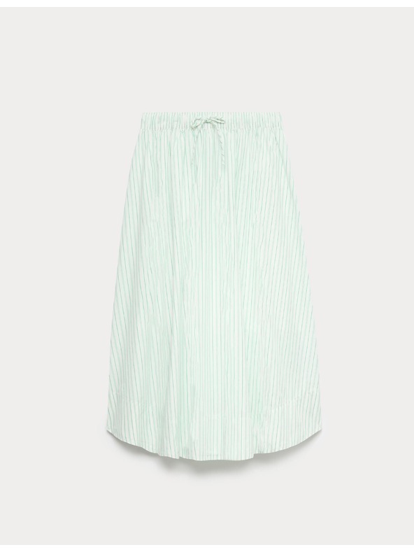 Marks & Spencer Csíkos midi kerülete szoknya, tiszta pamutból Marks & Spencer zöld
