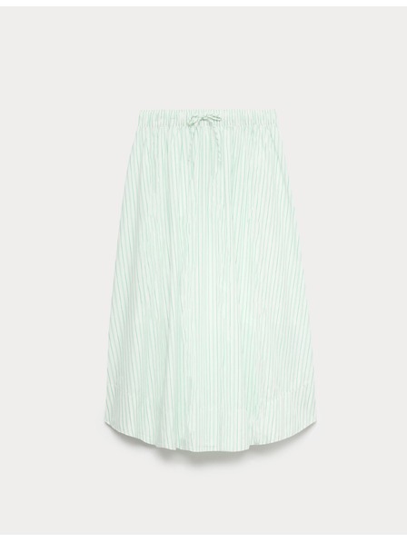 Marks & Spencer Csíkos midi kerülete szoknya, tiszta pamutból Marks & Spencer zöld
