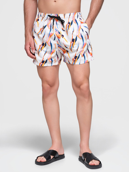 Ombre Clothing Narancssárga és fehér férfi mintás fürdőruha Ombre Ruházat