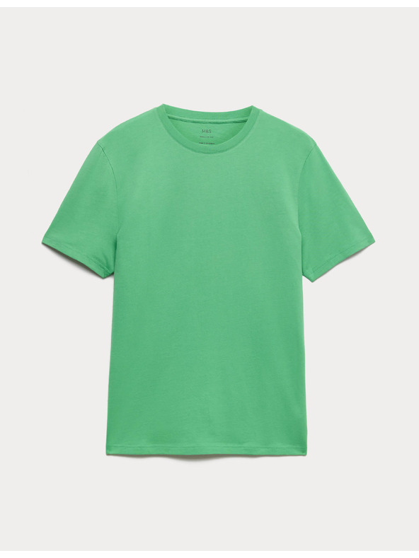 Marks & Spencer Nyakú póló 100% pamutból Marks & Spencer zöld