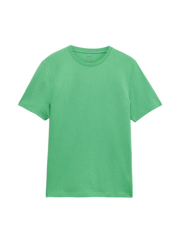 Marks & Spencer Nyakú póló 100% pamutból Marks & Spencer zöld